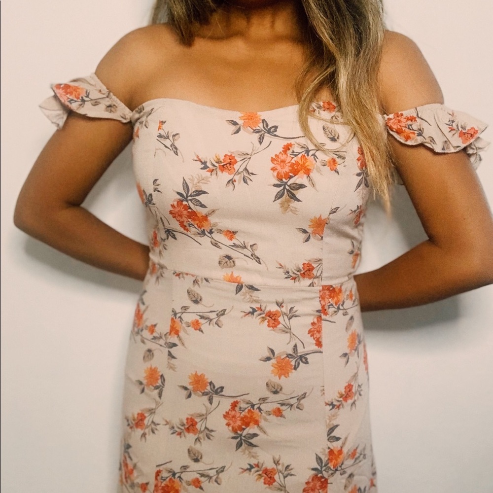 Beautiful long, over the shoulder dress